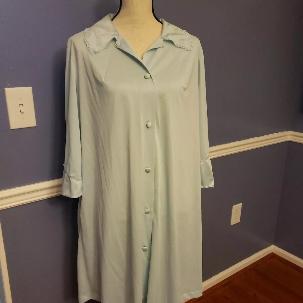 Vintage Light Blue Robe Vanity Fair Housecoat Size 38